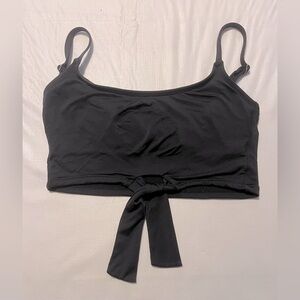 Sugar Beach Pullover Black Bikini Swim Top Tie Knot Front Adjustable Straps Sz S
